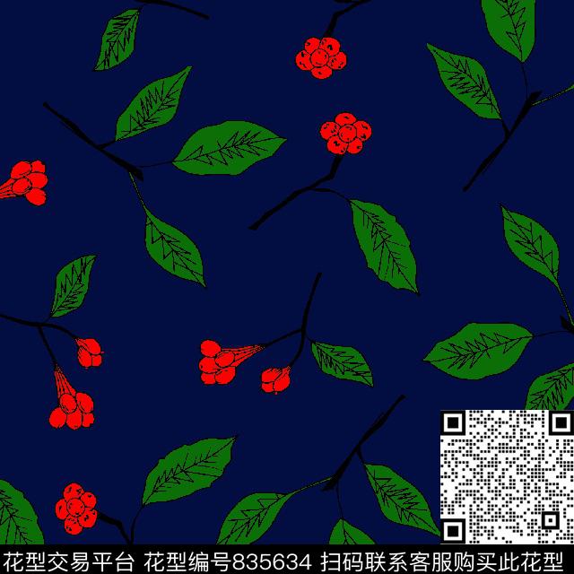 盛夏的果实叶子女装传统印花华亿平台下载（图片编号: 835634） - 瓦栏（Walan）