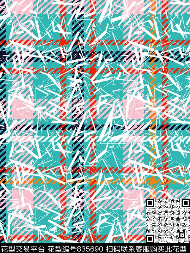 色块波点不规则几何数码印花华亿平台下载（图片编号: 835690） - 瓦栏（Walan）