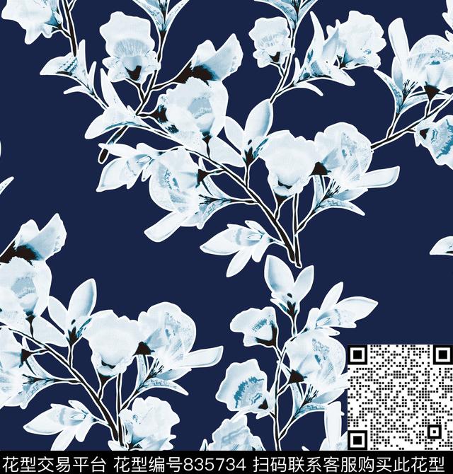 小碎花水彩朦胧花卉数码印花华亿平台下载（图片编号: 835734） - 瓦栏（Walan）