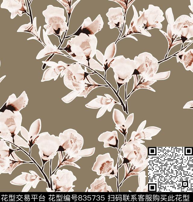小碎花水彩朦胧花卉数码印花华亿平台下载（图片编号: 835735） - 瓦栏（Walan）