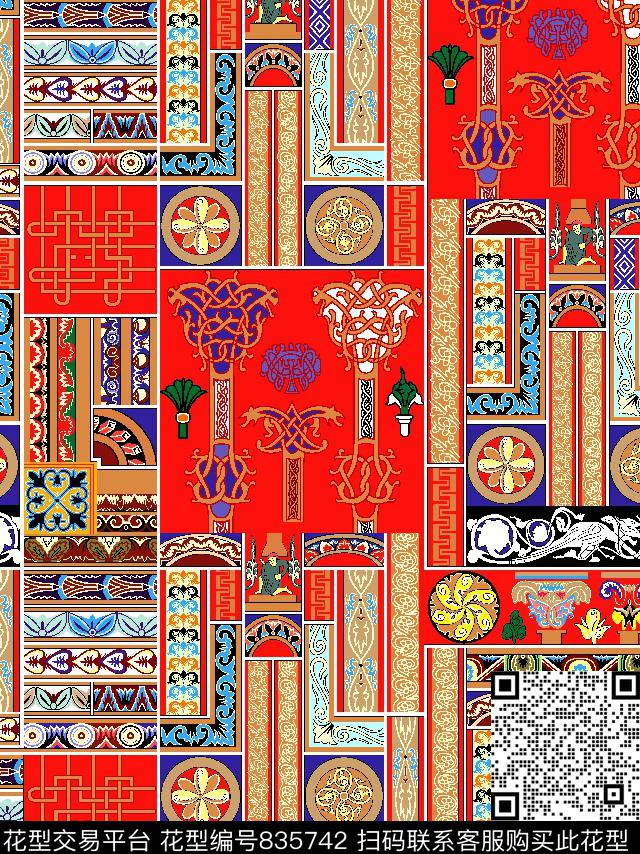 不规则几何日韩风欧式传统印花华亿平台下载（图片编号: 835742） - 瓦栏（Walan）