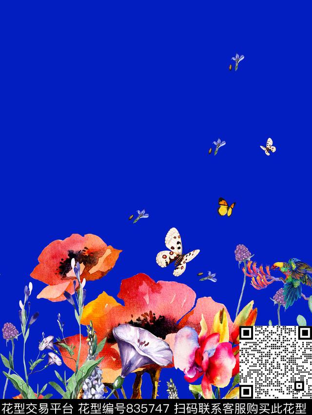 下摆裙花鸟数码印花华亿平台下载（图片编号: 835747） - 瓦栏（Walan）