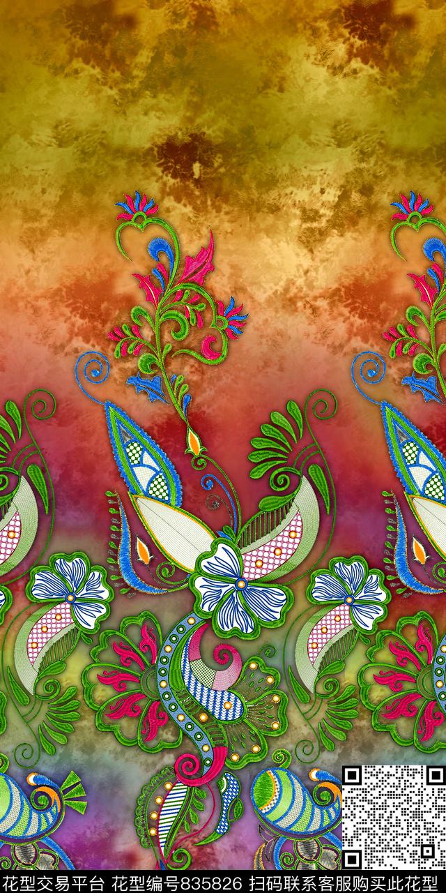 民族风绣花刺绣数码印花华亿平台下载（图片编号: 835826） - 瓦栏（Walan）