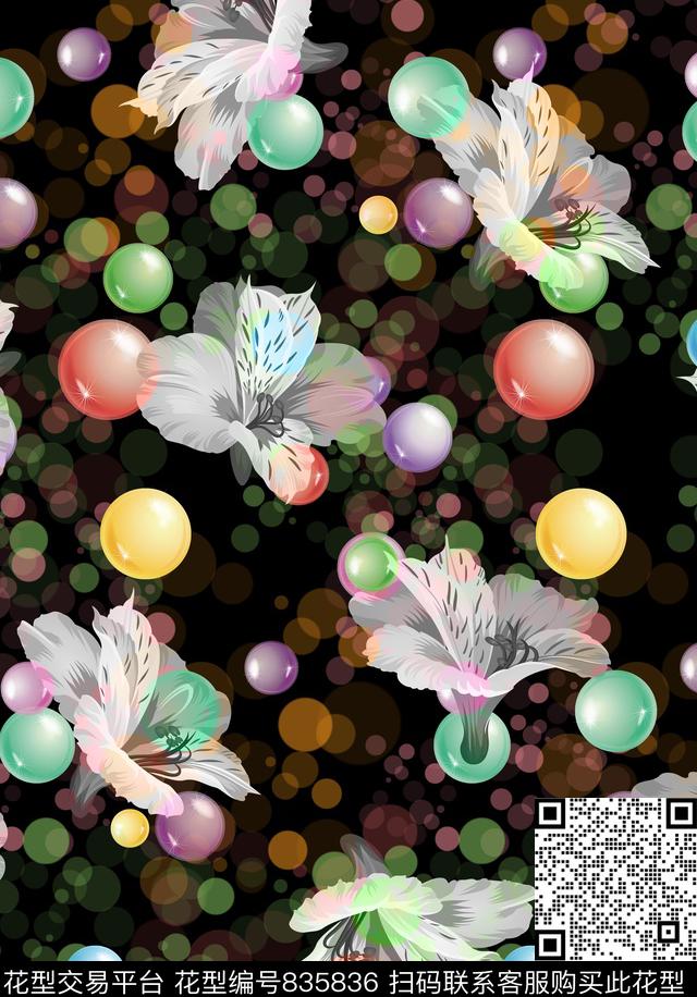 时尚女装花卉梦幻数码印花华亿平台下载（图片编号: 835836） - 瓦栏（Walan）