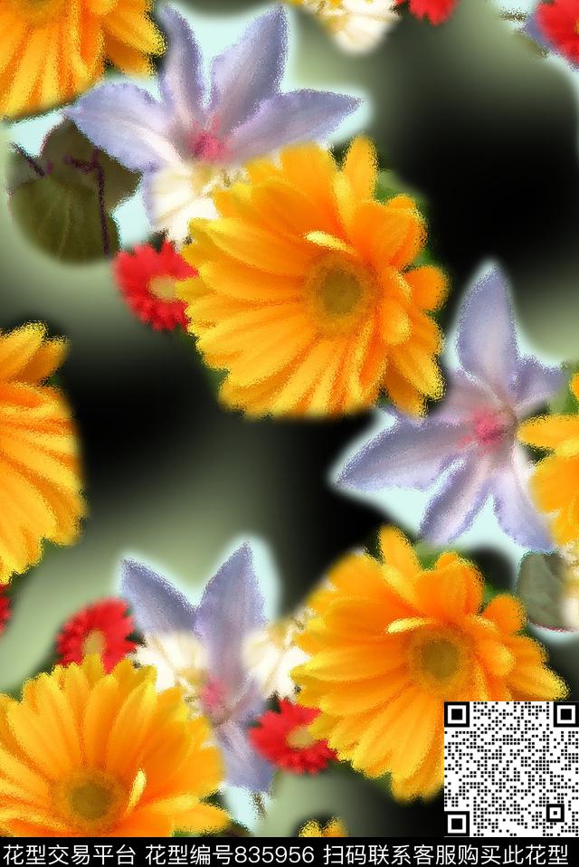 时尚女装花卉数码印花华亿平台下载（图片编号: 835956） - 瓦栏（Walan）