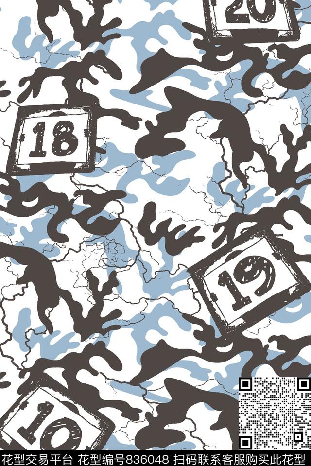 迷彩纹理数字牌抽象纹理传统印花华亿平台下载（图片编号: 836048） - 瓦栏（Walan）