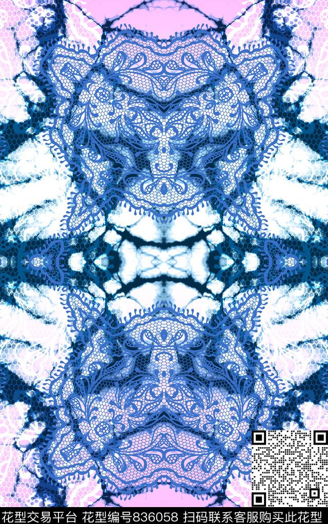 自然肌理扎染蜡染欧式花纹数码印花华亿平台下载（图片编号: 836058） - 瓦栏（Walan）