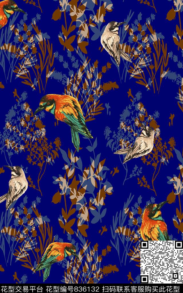 叶子花卉色块数码印花华亿平台下载（图片编号: 836132） - 瓦栏（Walan）