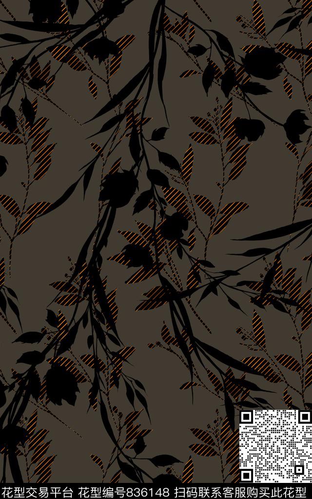 花卉色块线条传统印花华亿平台下载（图片编号: 836148） - 瓦栏（Walan）