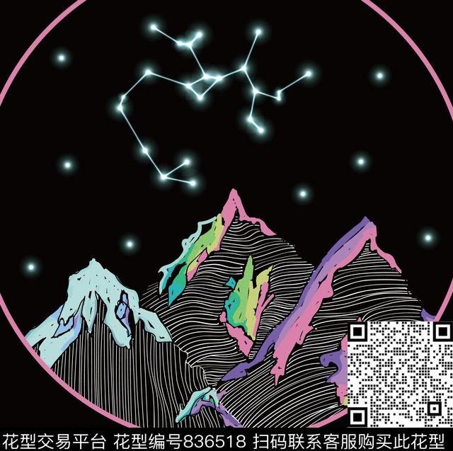 星辰星空星座数码印花华亿平台下载（图片编号: 836518） - 瓦栏（Walan）