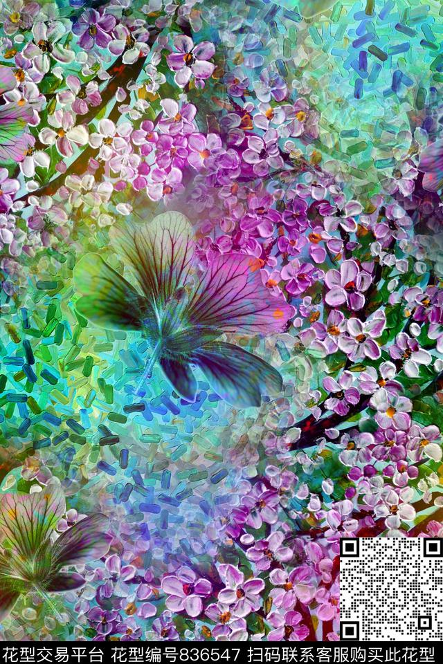 时尚手绘油画数码印花华亿平台下载（图片编号: 836547） - 瓦栏（Walan）