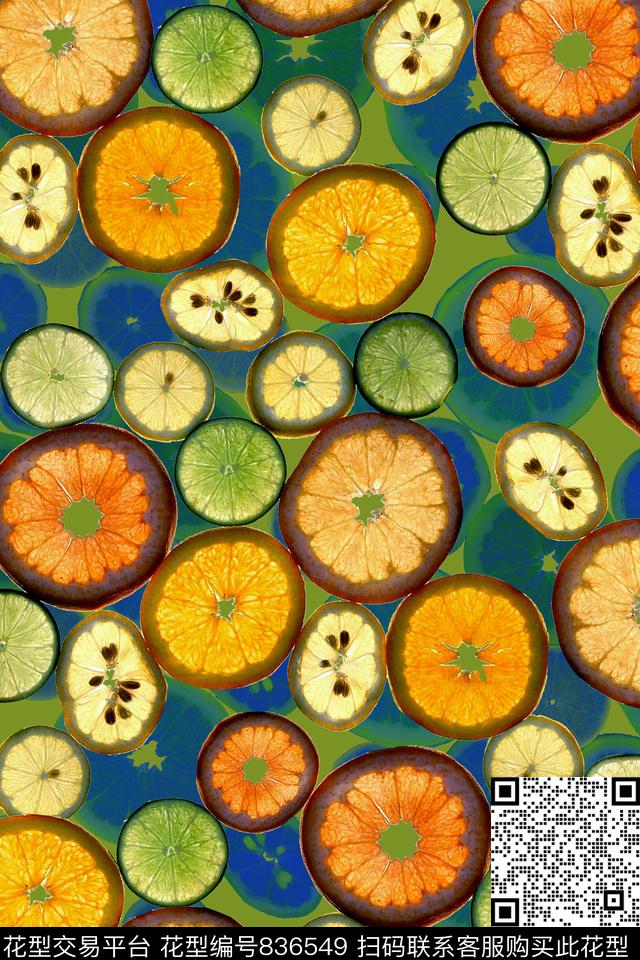 休闲手绘水果片数码印花华亿平台下载（图片编号: 836549） - 瓦栏（Walan）
