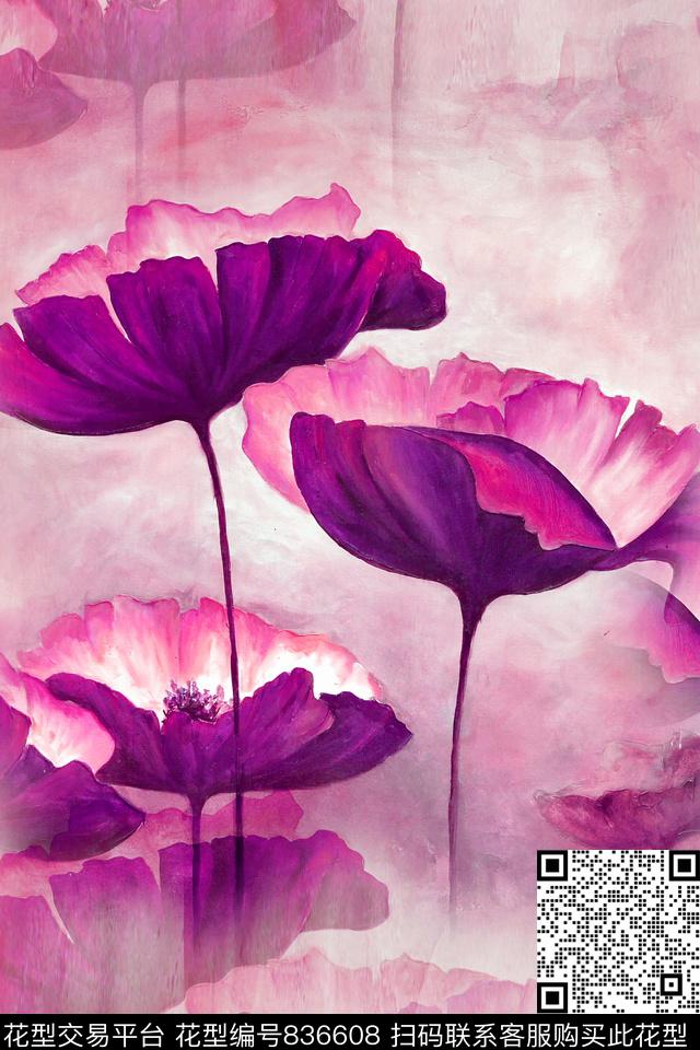 春夏女装高档旗袍浪漫花卉数码印花华亿平台下载（图片编号: 836608） - 瓦栏（Walan）