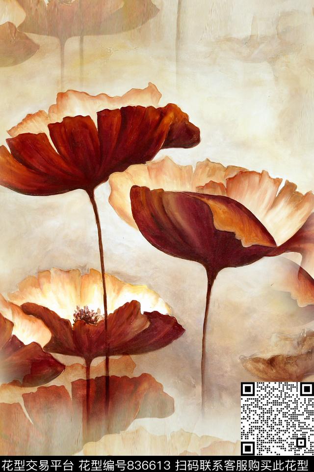 春夏女装高档旗袍浪漫花卉数码印花华亿平台下载（图片编号: 836613） - 瓦栏（Walan）