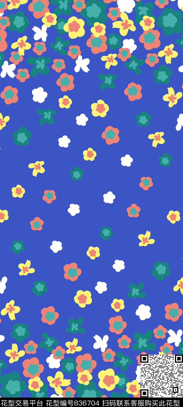 小碎花手绘花卉抽象花卉传统印花华亿平台下载（图片编号: 836704） - 瓦栏（Walan）