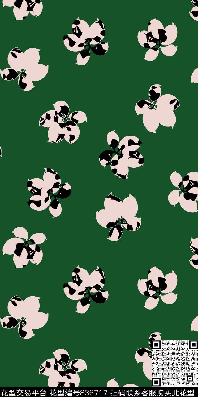 雕印抽象花卉传统小碎花传统印花华亿平台下载（图片编号: 836717） - 瓦栏（Walan）