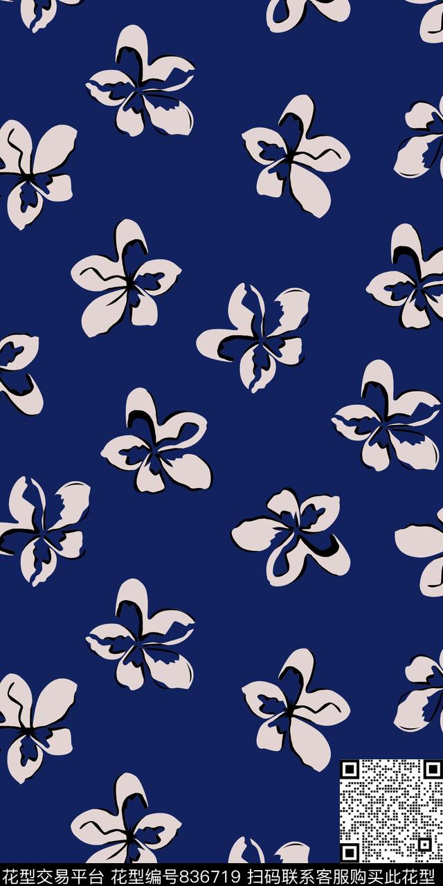 手绘花卉抽象花卉雕印传统印花华亿平台下载（图片编号: 836719） - 瓦栏（Walan）