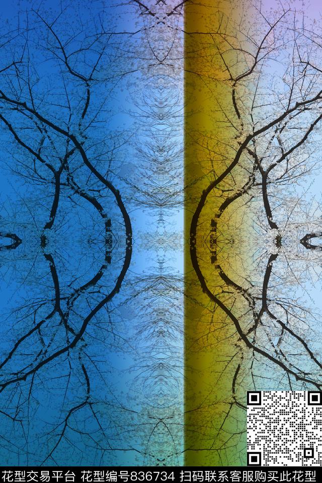 时尚女装树枝数码印花华亿平台下载（图片编号: 836734） - 瓦栏（Walan）