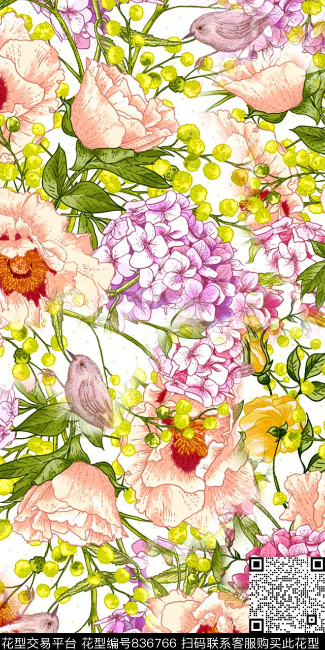 数码乱花小碎花数码印花华亿平台下载（图片编号: 836766） - 瓦栏（Walan）