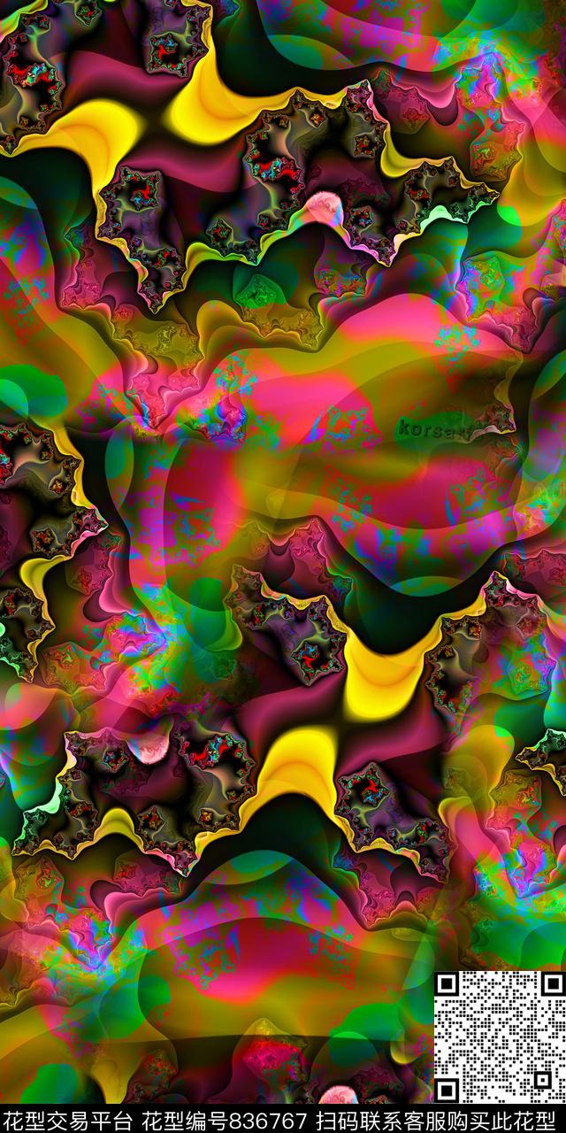 数码抽象炫彩数码印花华亿平台下载（图片编号: 836767） - 瓦栏（Walan）