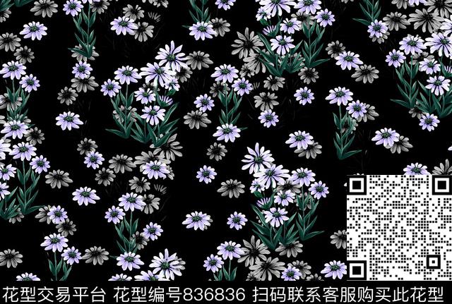 杜嘉班纳小菊花手绘花数码印花华亿平台下载（图片编号: 836836） - 瓦栏（Walan）