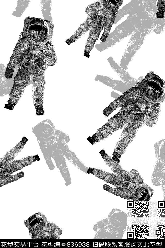 航天员线条纹理男装华亿平台传统印花华亿平台下载（图片编号: 836938） - 瓦栏（Walan）