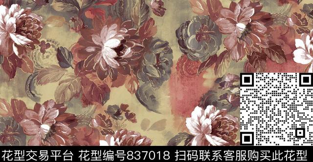 花朵面料女装传统印花华亿平台下载（图片编号: 837018） - 瓦栏（Walan）