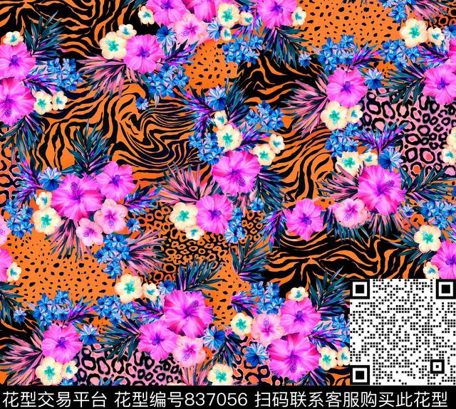 牵牛花花朵花卉数码印花华亿平台下载（图片编号: 837056） - 瓦栏（Walan）