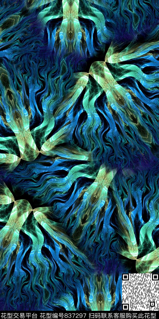 数码抽象炫彩数码印花华亿平台下载（图片编号: 837297） - 瓦栏（Walan）