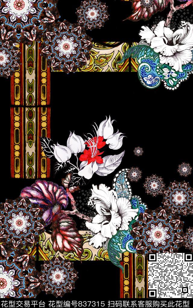 部落中国风民族风数码印花华亿平台下载（图片编号: 837315） - 瓦栏（Walan）