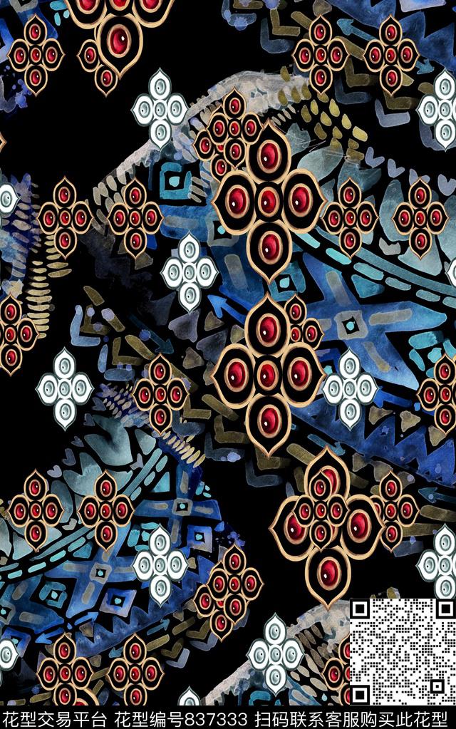 欧式巴洛克波西米亚数码印花华亿平台下载（图片编号: 837333） - 瓦栏（Walan）