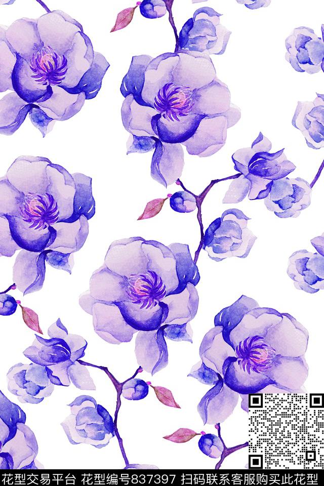 休闲风素雅花卉女装裙子泳衣夹克外套印花数码印花华亿平台下载（图片编号: 837397） - 瓦栏（Walan）