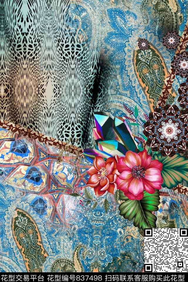 波西米亚巴洛克欧式数码印花华亿平台下载（图片编号: 837498） - 瓦栏（Walan）