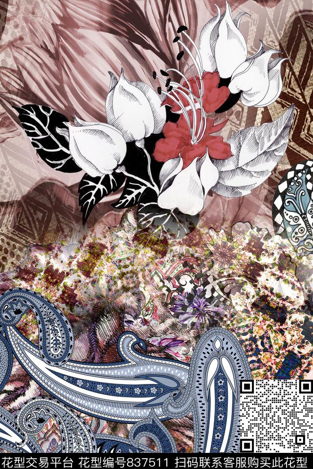 波西米亚巴洛克欧式数码印花华亿平台下载（图片编号: 837511） - 瓦栏（Walan）