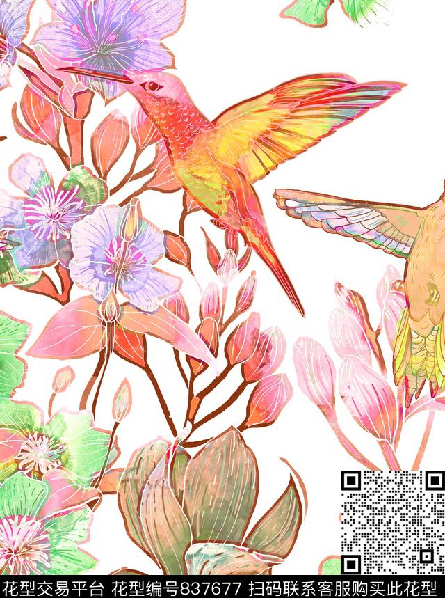 大花花卉花朵数码印花华亿平台下载（图片编号: 837677） - 瓦栏（Walan）