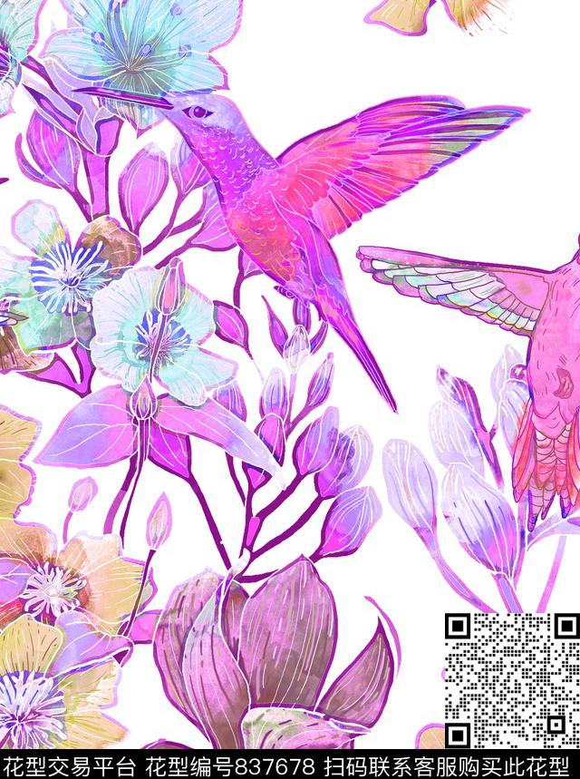 大花花卉花朵数码印花华亿平台下载（图片编号: 837678） - 瓦栏（Walan）