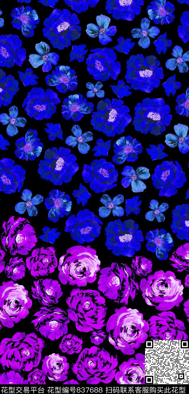 小碎花花卉花朵数码印花华亿平台下载（图片编号: 837688） - 瓦栏（Walan）