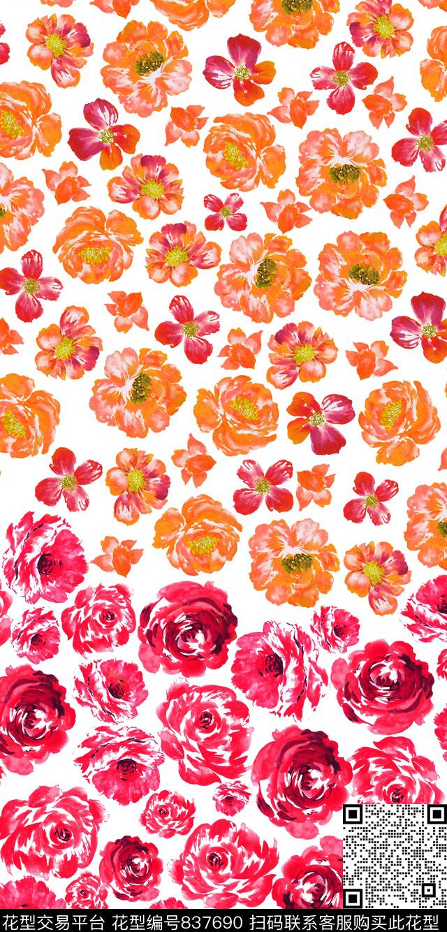 小碎花花卉花朵数码印花华亿平台下载（图片编号: 837690） - 瓦栏（Walan）