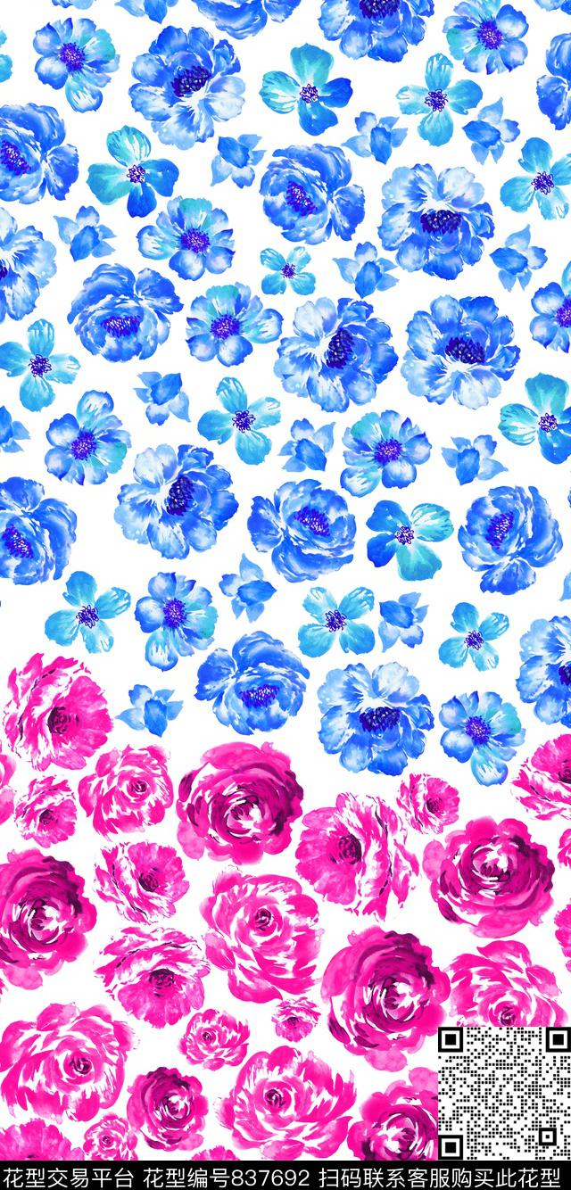 小碎花花卉花朵数码印花华亿平台下载（图片编号: 837692） - 瓦栏（Walan）