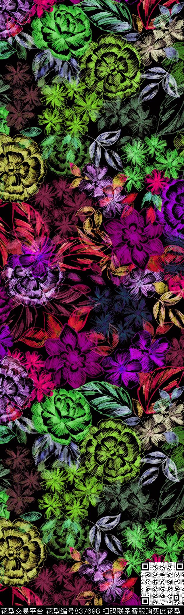 小碎花花卉花朵数码印花华亿平台下载（图片编号: 837698） - 瓦栏（Walan）