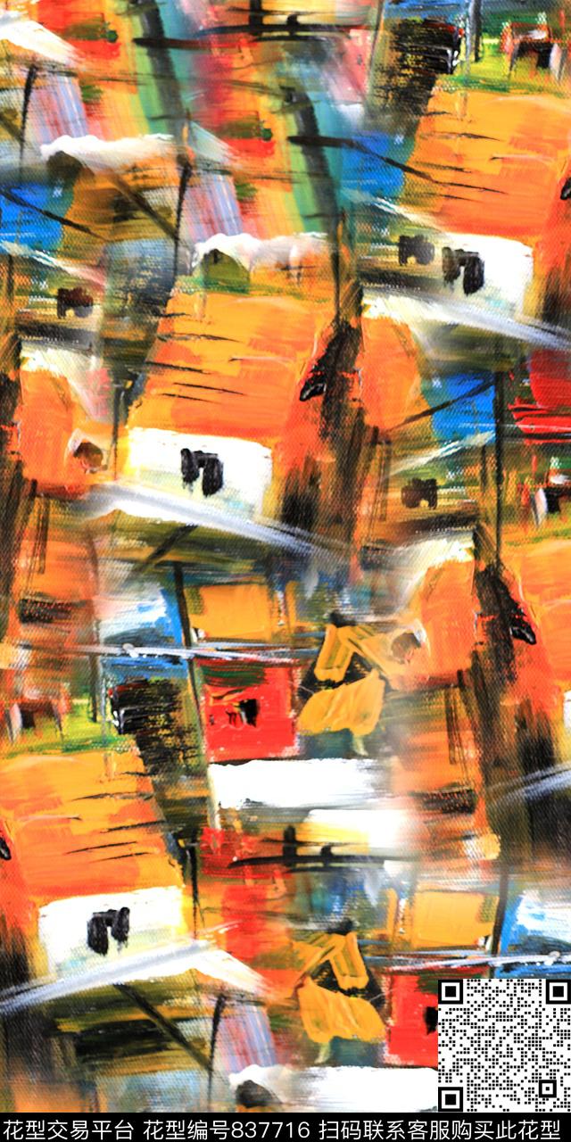 乱花满版花抽象数码印花华亿平台下载（图片编号: 837716） - 瓦栏（Walan）