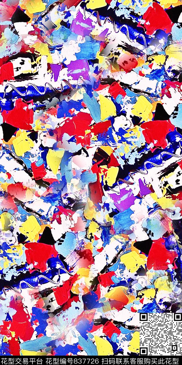 乱花满版花抽象数码印花华亿平台下载（图片编号: 837726） - 瓦栏（Walan）