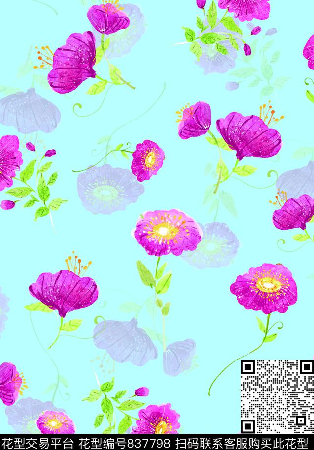 兰花荷花乱花数码印花华亿平台下载（图片编号: 837798） - 瓦栏（Walan）