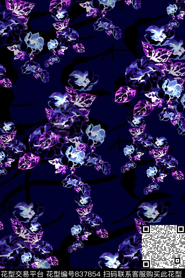 花卉数码印花华亿平台下载（图片编号: 837854） - 瓦栏（Walan）