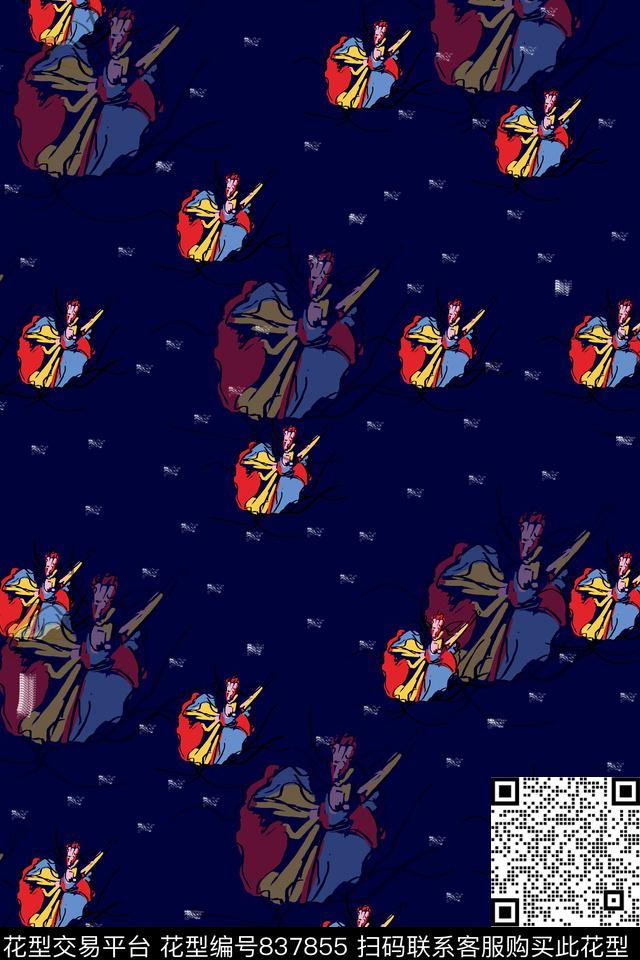 趣味跳舞点点数码印花华亿平台下载（图片编号: 837855） - 瓦栏（Walan）