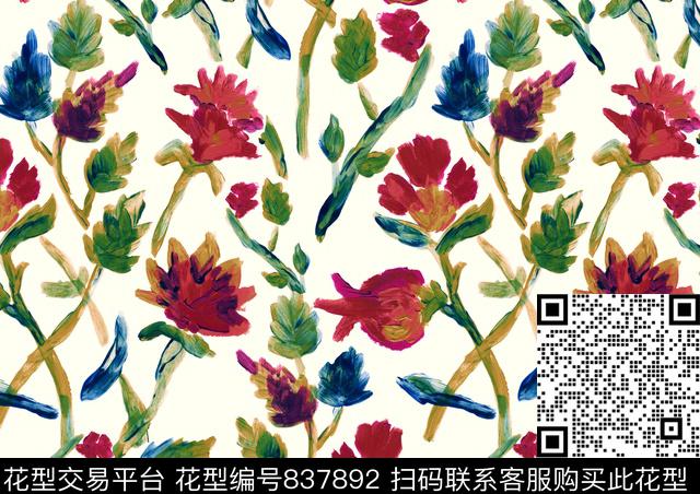 抽象花卉花卉油画华亿平台数码印花华亿平台下载（图片编号: 837892） - 瓦栏（Walan）