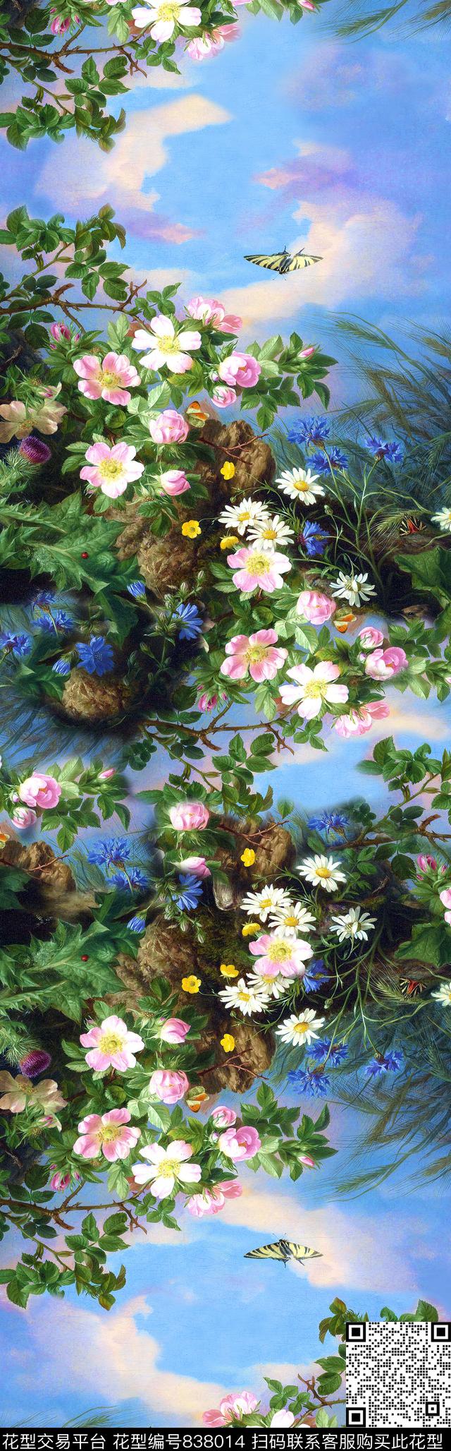 披肩长巾油画花卉数码印花华亿平台下载（图片编号: 838014） - 瓦栏（Walan）