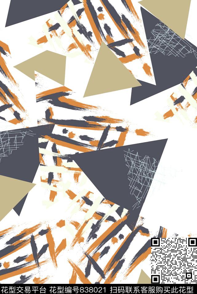 三角形几何肌理数码印花华亿平台下载（图片编号: 838021） - 瓦栏（Walan）