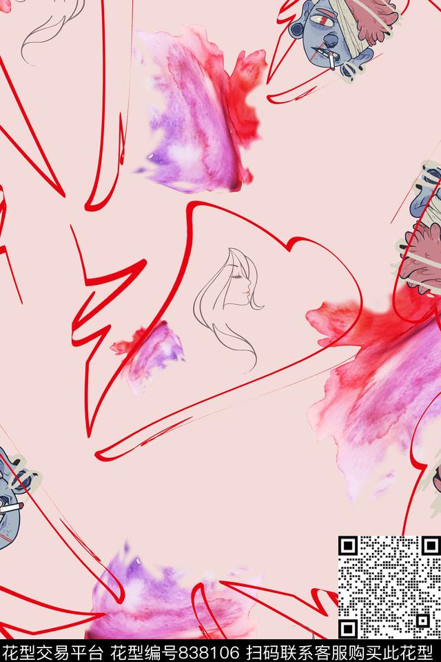 几何肌理头像数码印花华亿平台下载（图片编号: 838106） - 瓦栏（Walan）