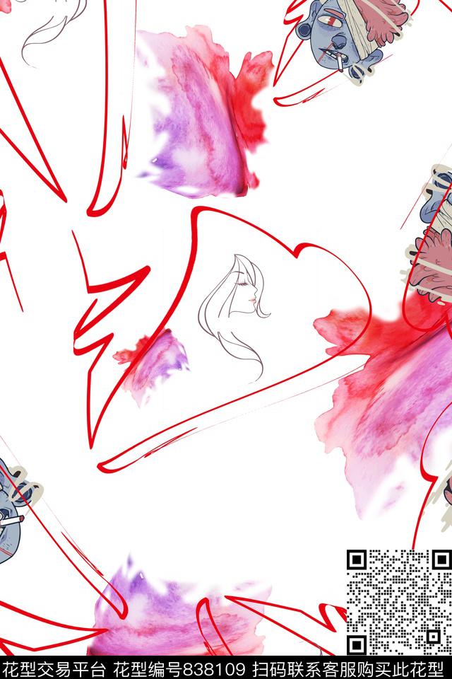 几何肌理头像数码印花华亿平台下载（图片编号: 838109） - 瓦栏（Walan）